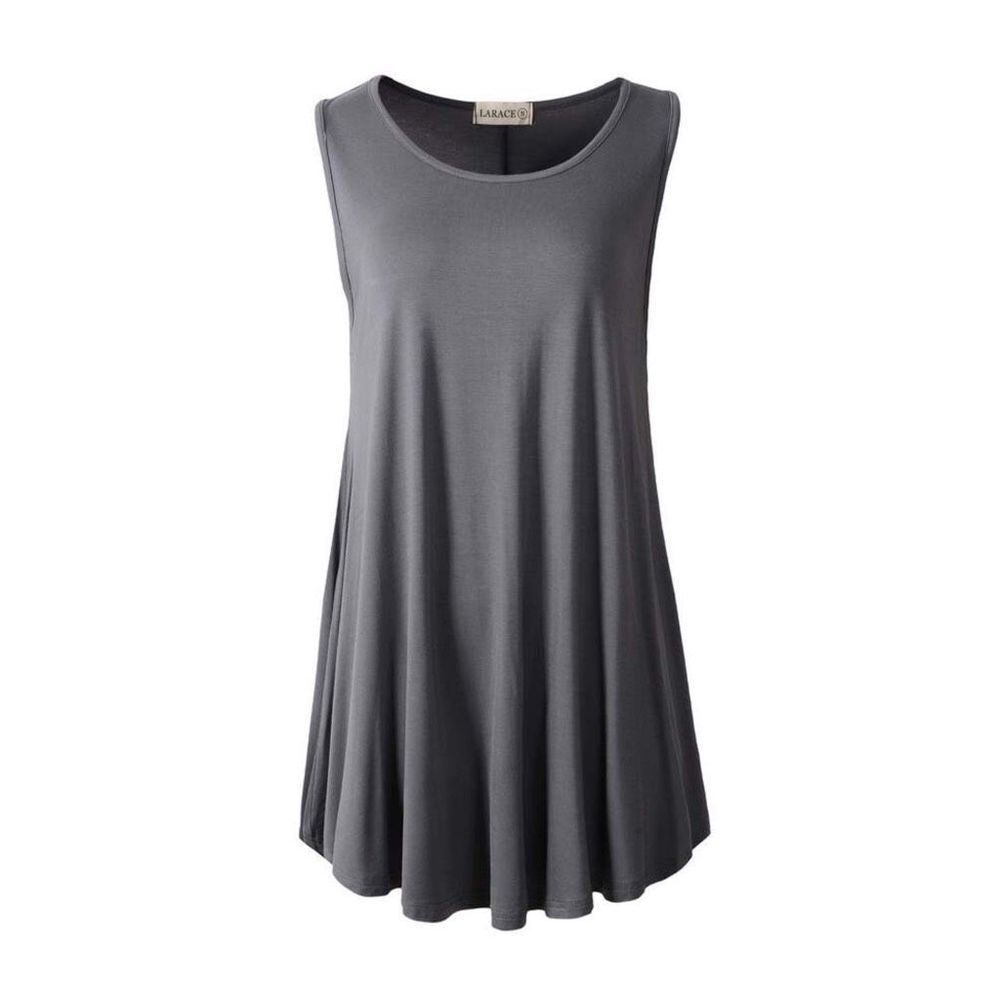 Larace Crew Neck Swing Flare Solid Sleeveless Tank Top Size XL